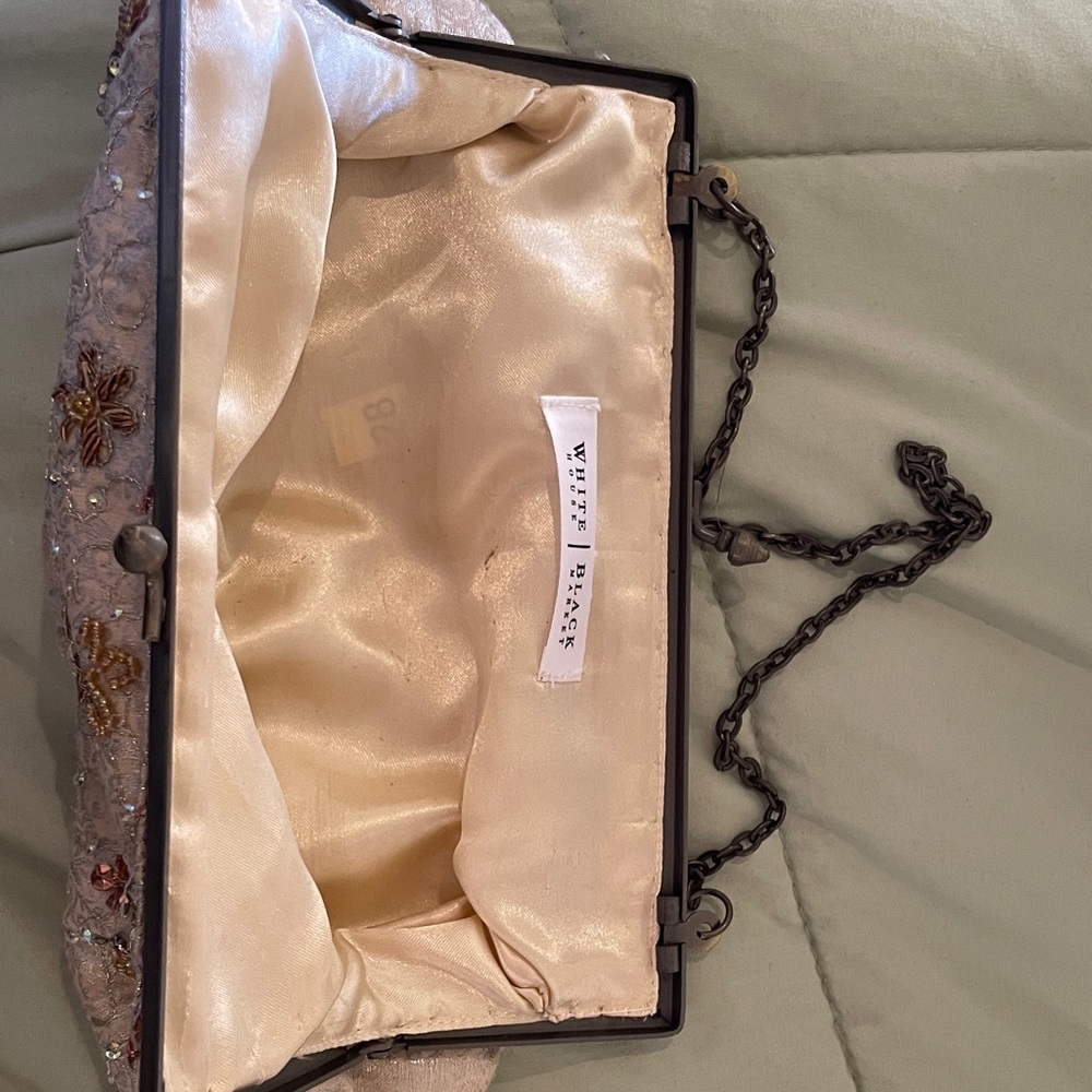 White House Black Market Beige Embellished Clutch vintage - Picture 3 of 8